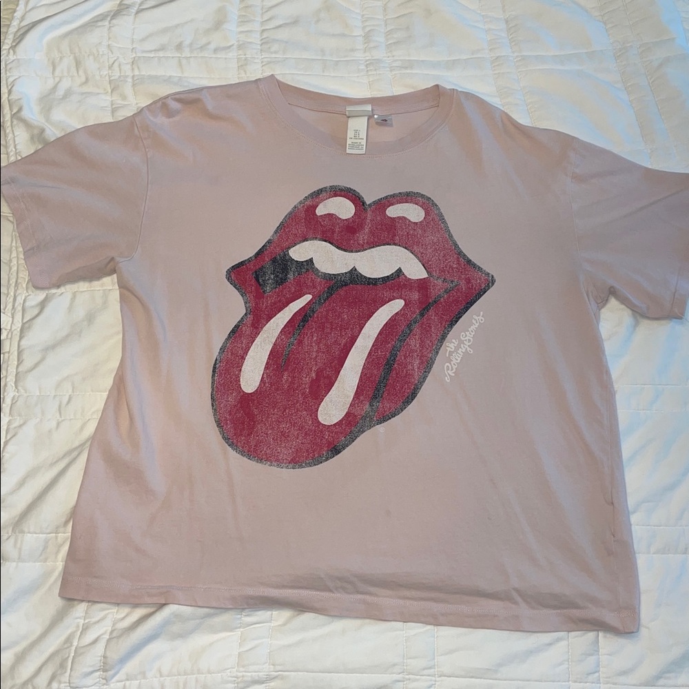 H&M Pink Graphic Rolling Stones Tee